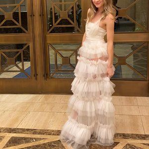 XS For Love & Lemons Tiered Gown in Cream